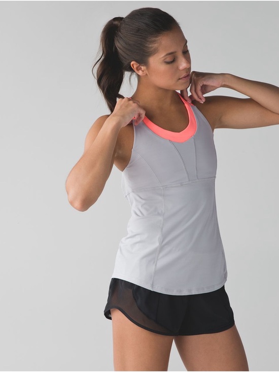 lululemon athletica Tops - lululemon athletica Beat The Heat Tank in Seal Grey/Grapefruit